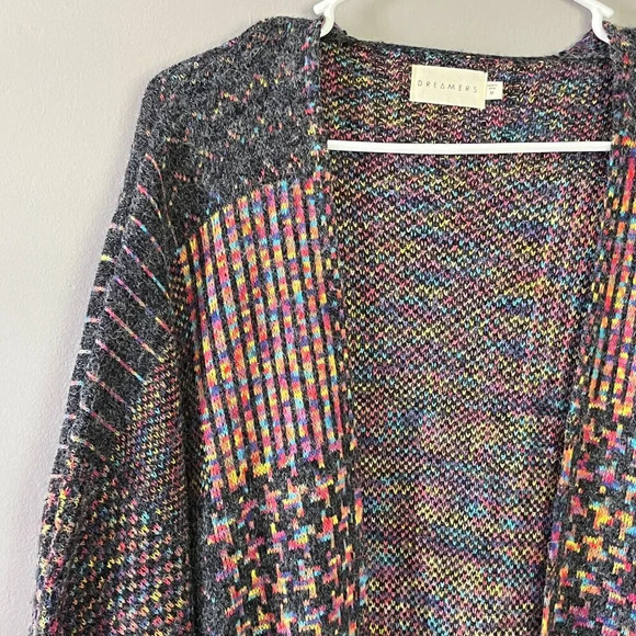 Dreamers Womens Open Front Cardigan Size M Patchwork Fringe Trim Boho Artsy Boho - Picture 3 of 10